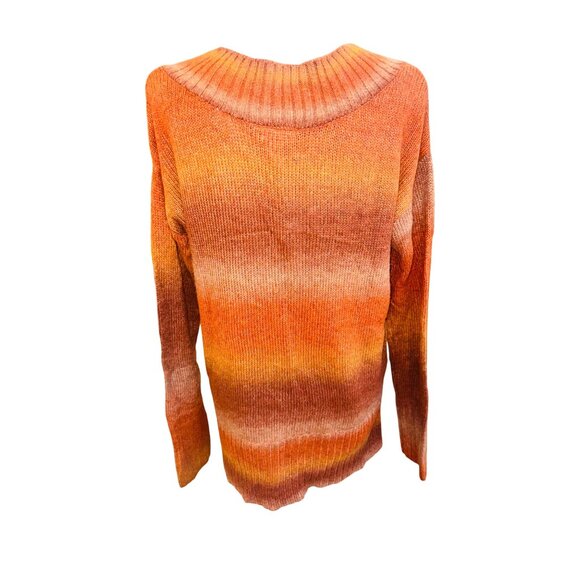 New A.n.a Womens V-Neck Soft Ombre Orange Brown Sweater M Retro Hippie Boho Y2K - Picture 3 of 10